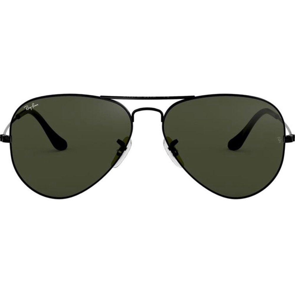 Black Ray-Ban aviators with black frame and lens